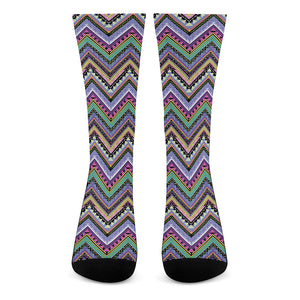 Tribal Aztec Hippie Pattern Print Crew Socks