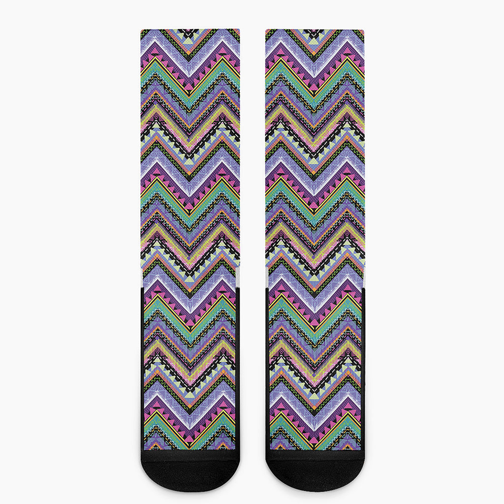 Tribal Aztec Hippie Pattern Print Crew Socks