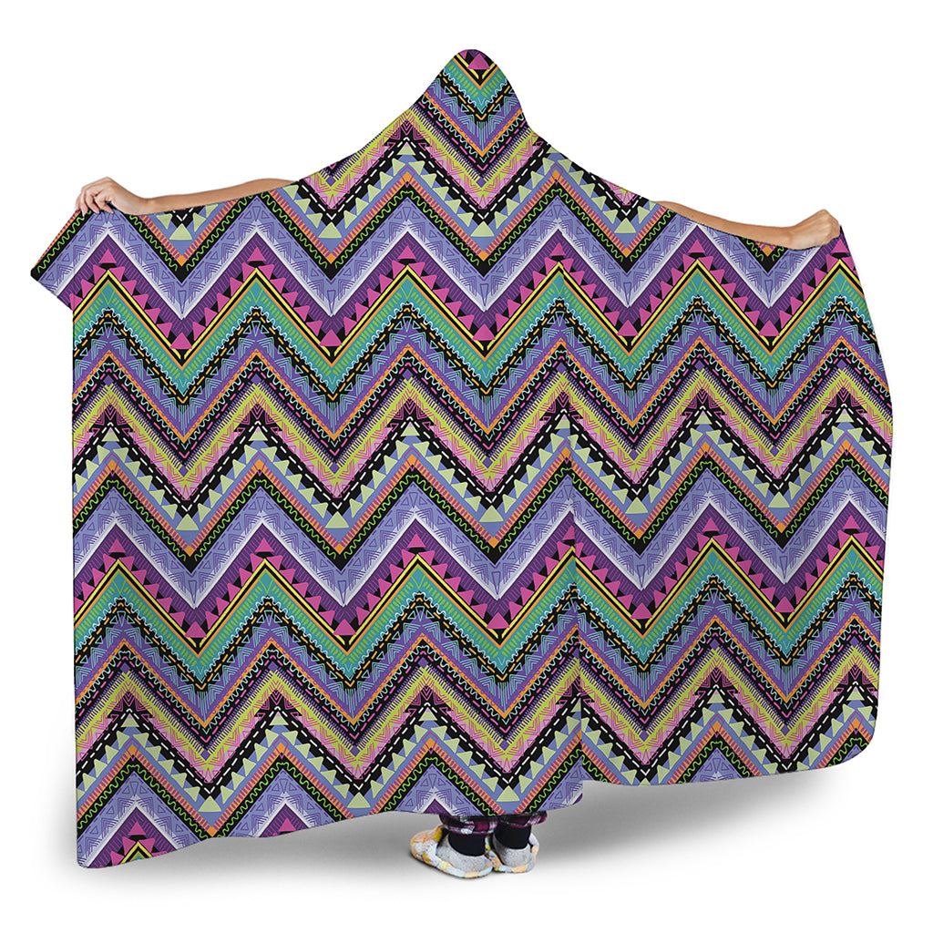 Tribal Aztec Hippie Pattern Print Hooded Blanket