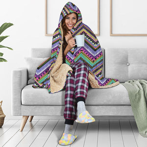 Tribal Aztec Hippie Pattern Print Hooded Blanket