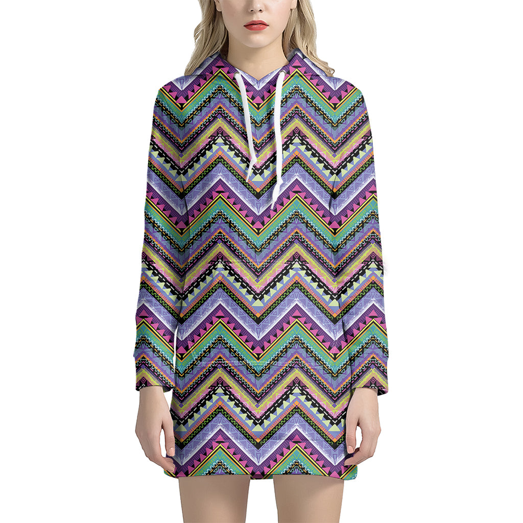 Tribal Aztec Hippie Pattern Print Hoodie Dress