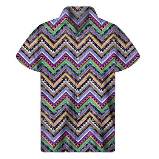Tribal Aztec Hippie Pattern Print Men's Short Sleeve Shirt