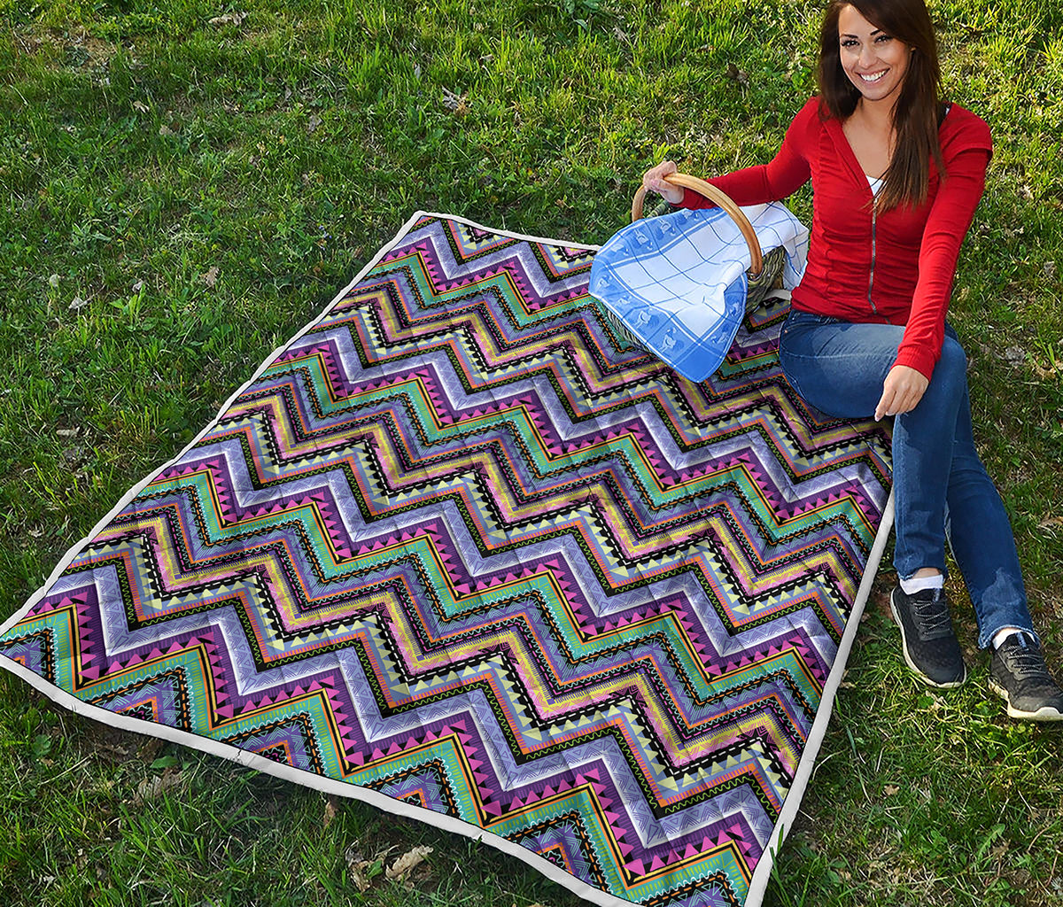 Tribal Aztec Hippie Pattern Print Quilt