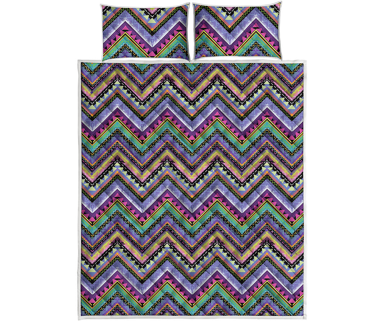 Tribal Aztec Hippie Pattern Print Quilt Bed Set
