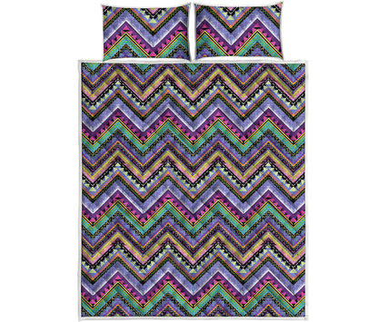 Tribal Aztec Hippie Pattern Print Quilt Bed Set