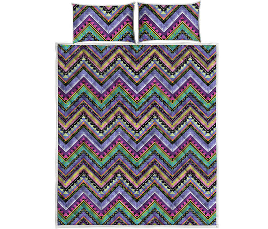 Tribal Aztec Hippie Pattern Print Quilt Bed Set
