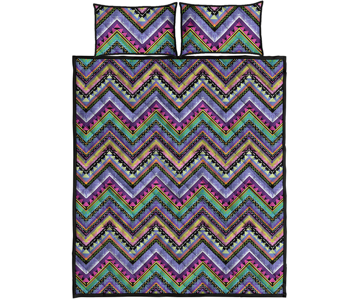 Tribal Aztec Hippie Pattern Print Quilt Bed Set