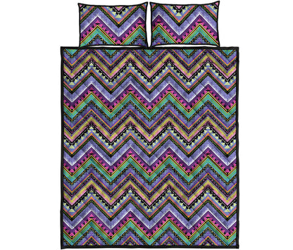 Tribal Aztec Hippie Pattern Print Quilt Bed Set