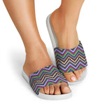 Tribal Aztec Hippie Pattern Print White Slide Sandals