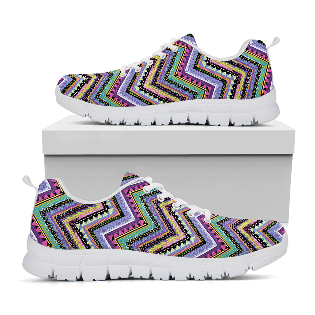 Tribal Aztec Hippie Pattern Print White Sneakers