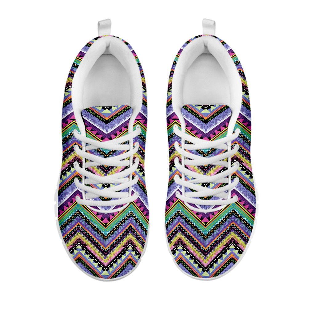 Tribal Aztec Hippie Pattern Print White Sneakers