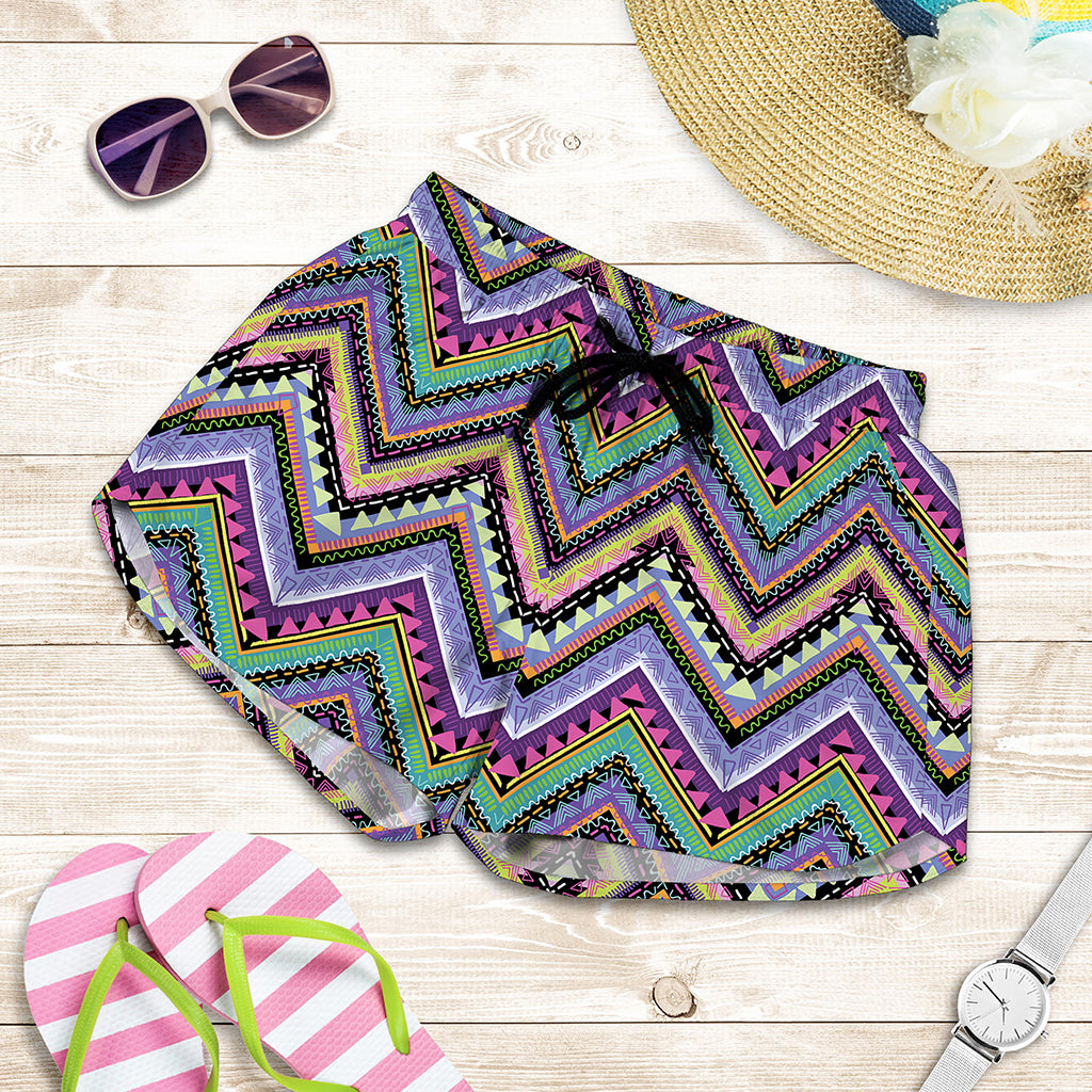 Tribal Aztec Hippie Pattern Print Women's Shorts
