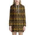 Tribal Egypt Pattern Print Pullover Hoodie Dress