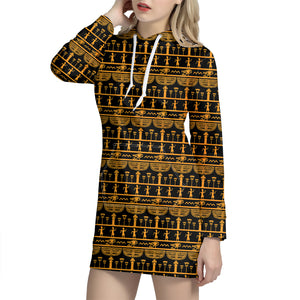 Tribal Egypt Pattern Print Hoodie Dress