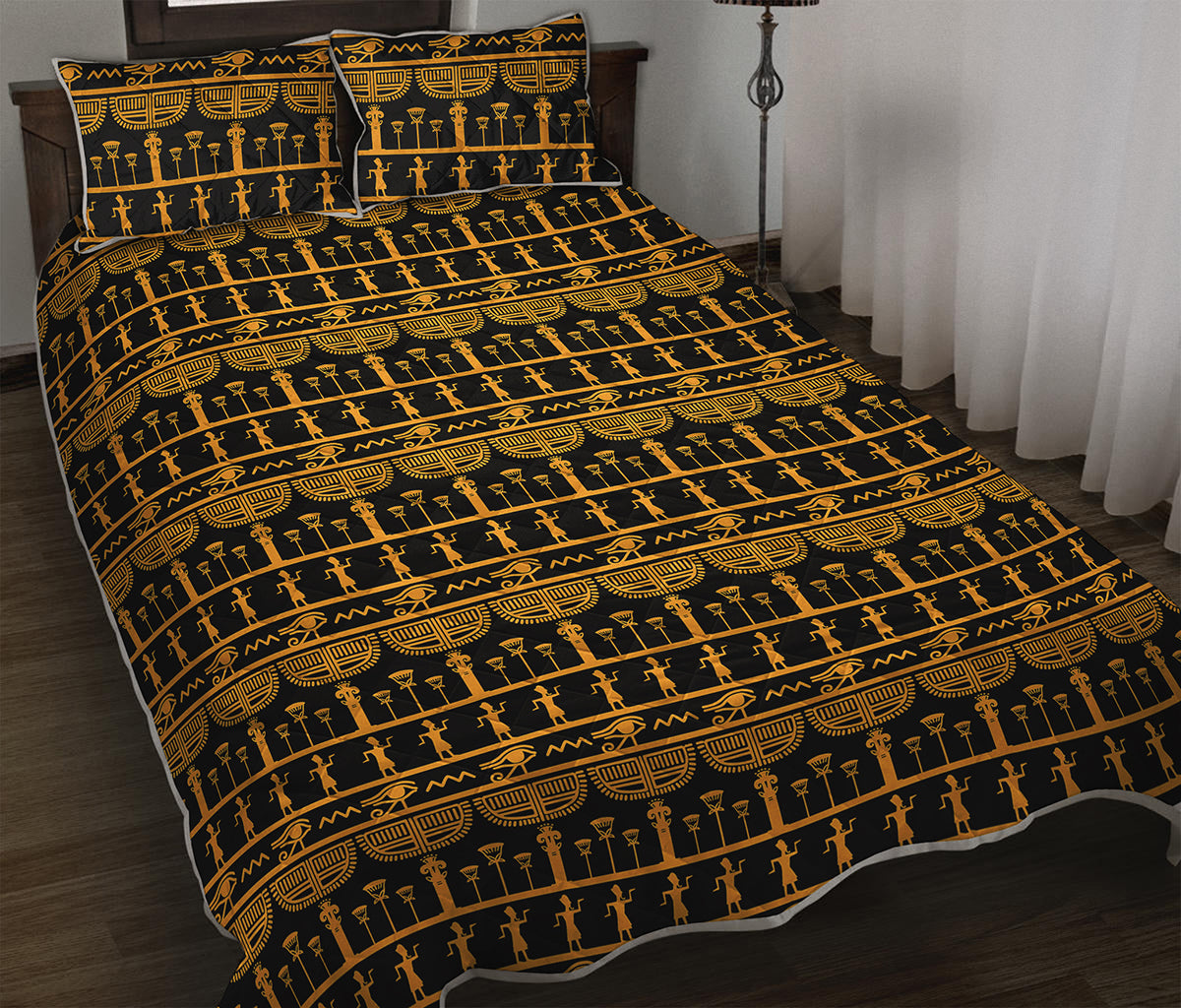Tribal Egypt Pattern Print Quilt Bed Set