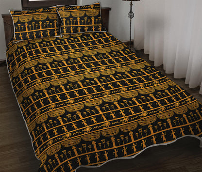 Tribal Egypt Pattern Print Quilt Bed Set