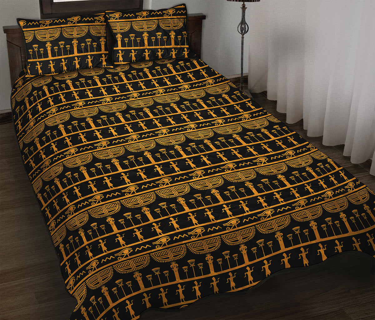 Tribal Egypt Pattern Print Quilt Bed Set