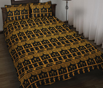 Tribal Egypt Pattern Print Quilt Bed Set