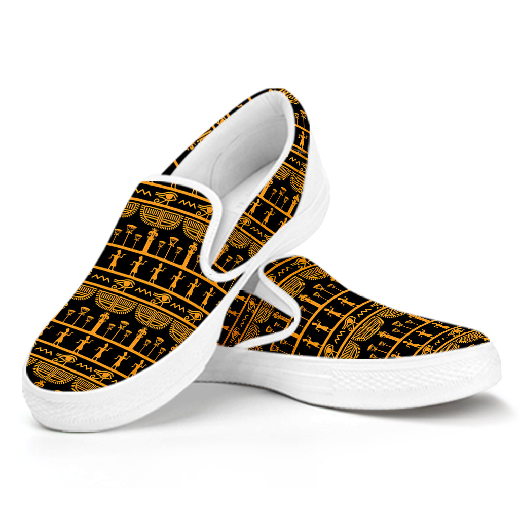 Tribal Egypt Pattern Print White Slip On Shoes