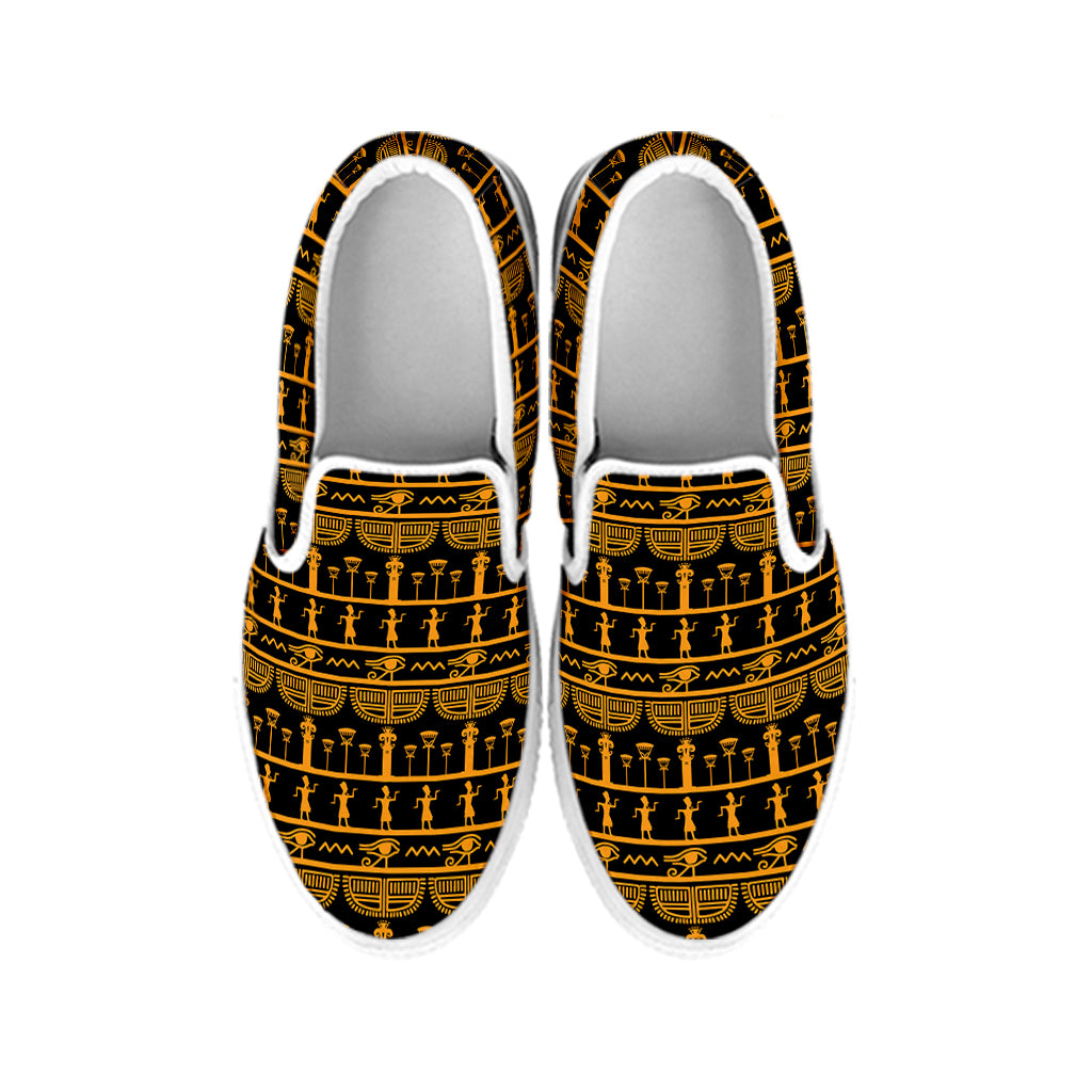 Tribal Egypt Pattern Print White Slip On Shoes