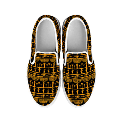 Tribal Egypt Pattern Print White Slip On Shoes