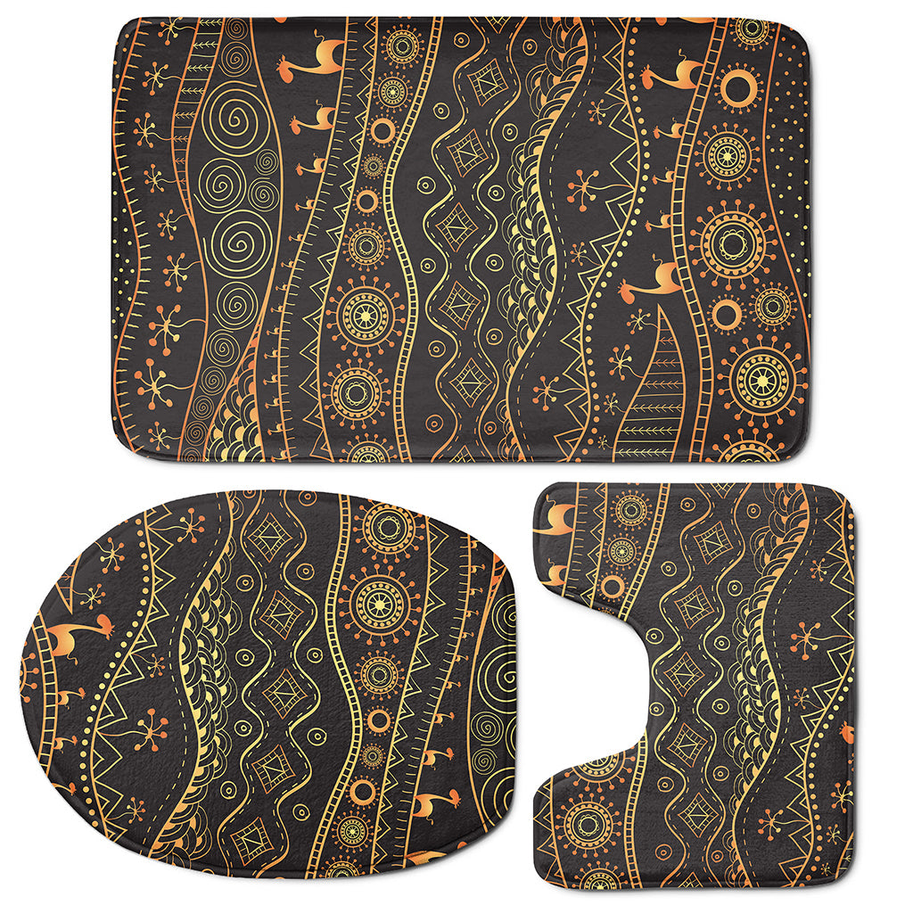 Tribal Ethnic African Pattern Print 3 Piece Bath Mat Set