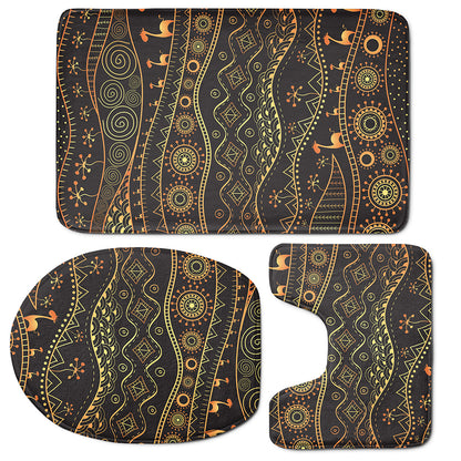 Tribal Ethnic African Pattern Print 3 Piece Bath Mat Set