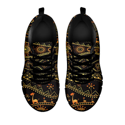 Tribal Ethnic African Pattern Print Black Sneakers