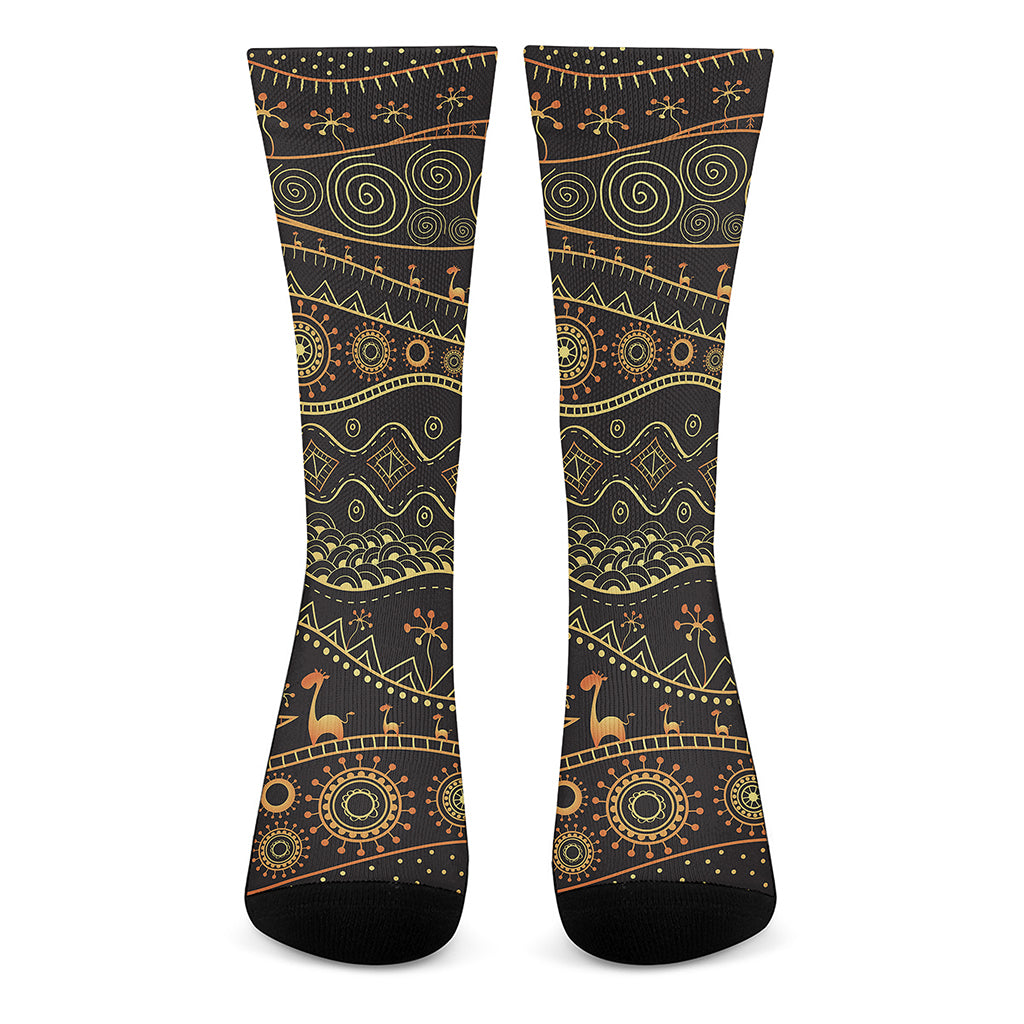 Tribal Ethnic African Pattern Print Crew Socks