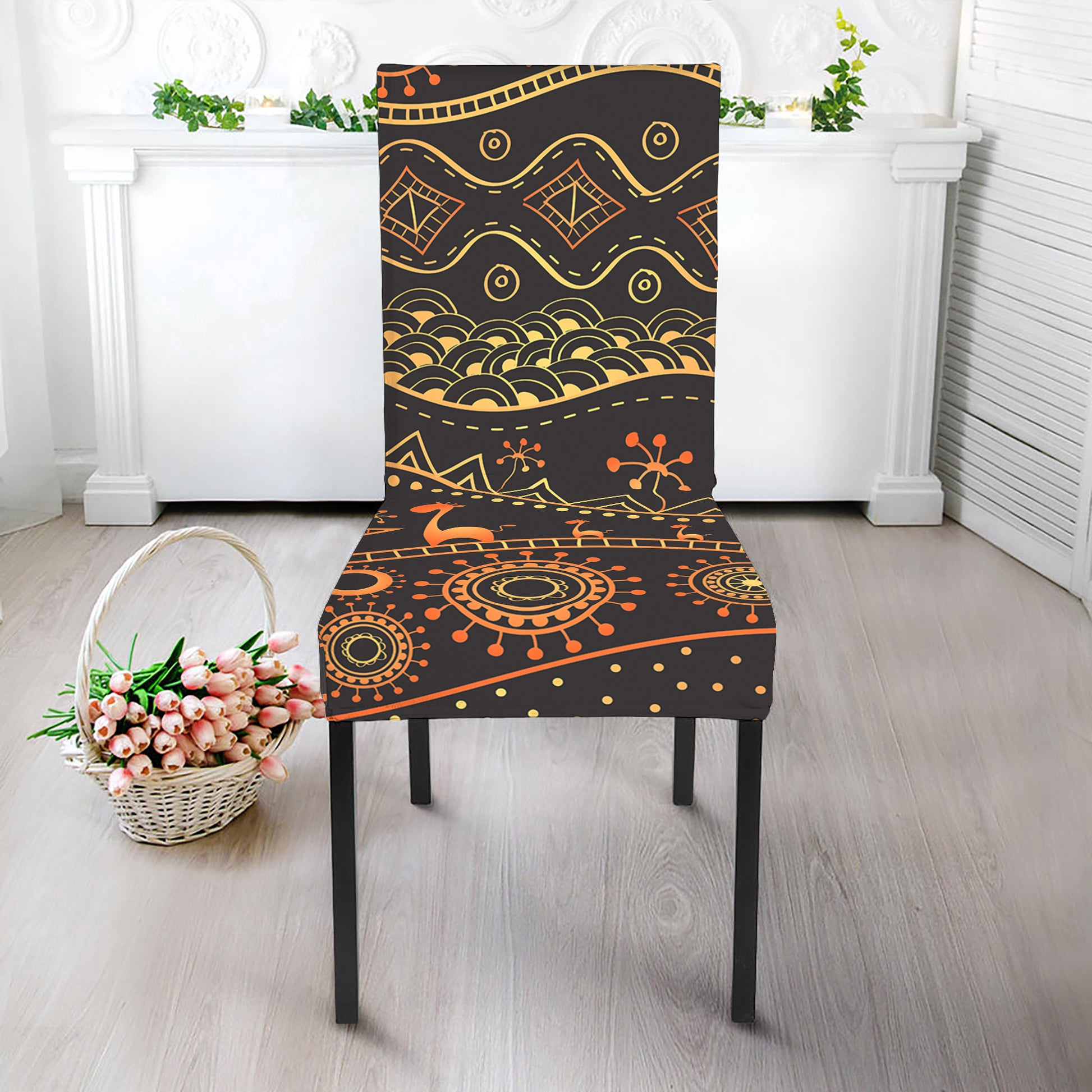 Tribal Ethnic African Pattern Print Dining Chair Slipcover