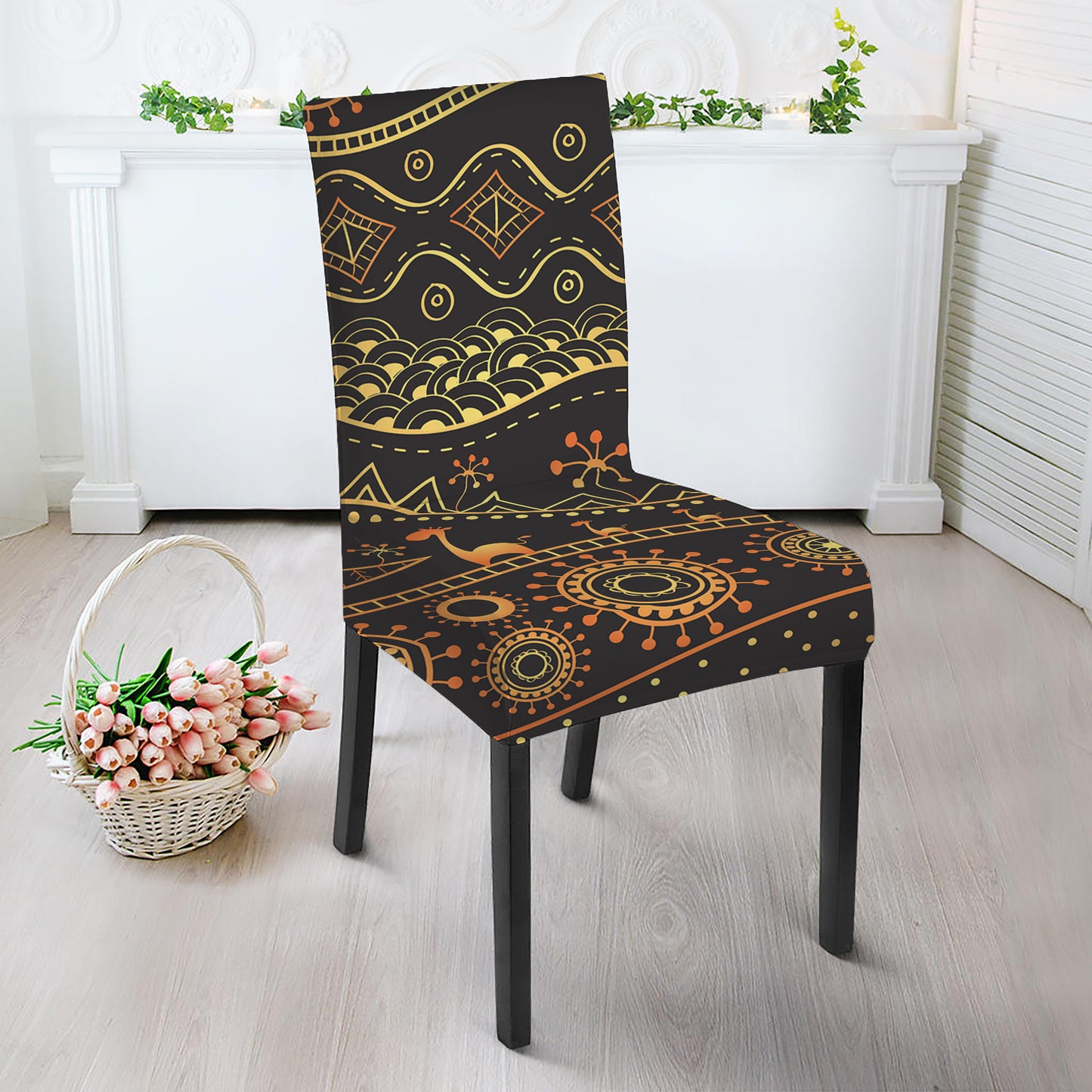 Tribal Ethnic African Pattern Print Dining Chair Slipcover