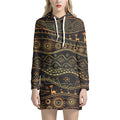 Tribal Ethnic African Pattern Print Pullover Hoodie Dress
