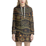 Tribal Ethnic African Pattern Print Hoodie Dress
