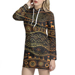 Tribal Ethnic African Pattern Print Hoodie Dress