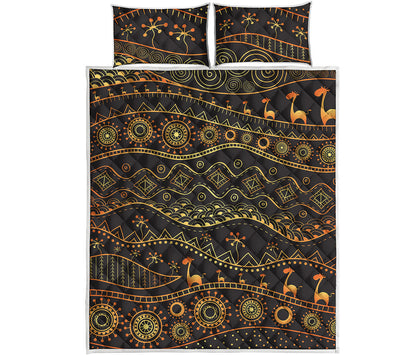 Tribal Ethnic African Pattern Print Quilt Bed Set