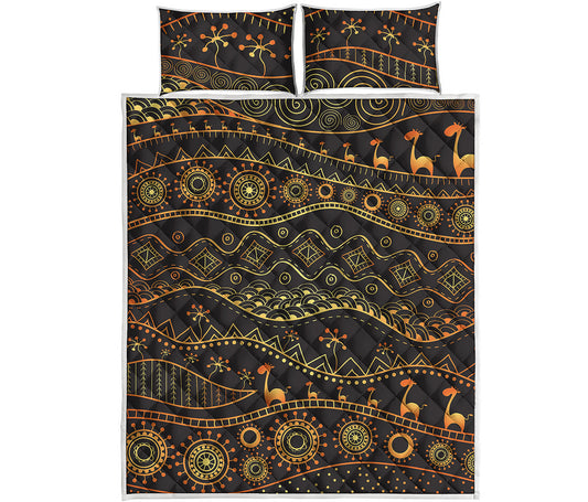 Tribal Ethnic African Pattern Print Quilt Bed Set