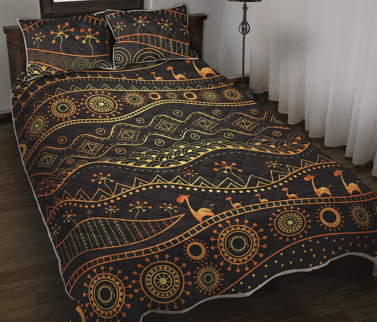 Tribal Ethnic African Pattern Print Quilt Bed Set