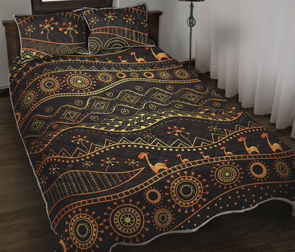 Tribal Ethnic African Pattern Print Quilt Bed Set