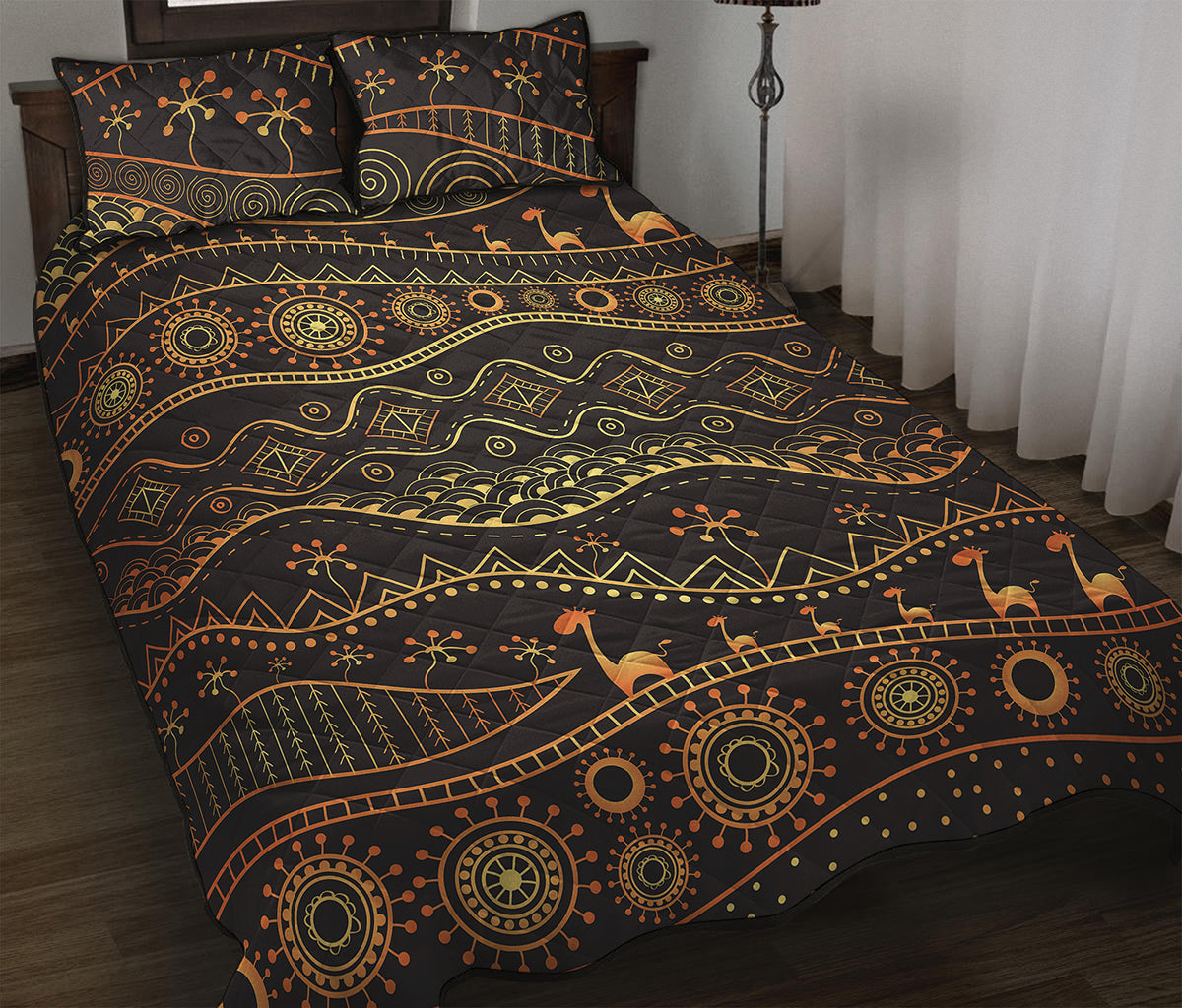 Tribal Ethnic African Pattern Print Quilt Bed Set