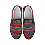 Tribal Ethnic Pattern Print Black Slip On Shoes