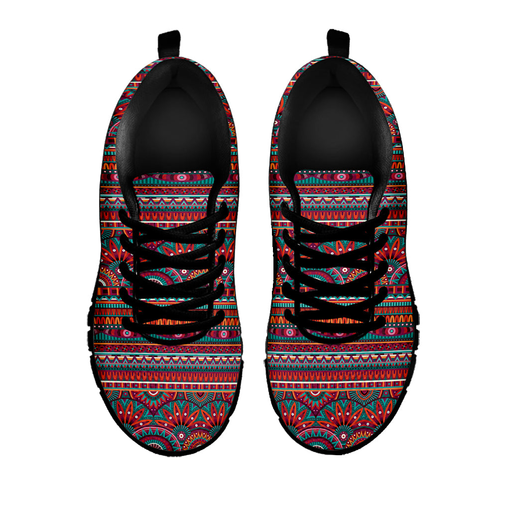 Tribal Ethnic Pattern Print Black Sneakers