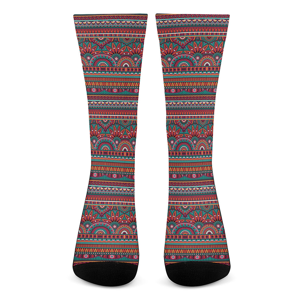 Tribal Ethnic Pattern Print Crew Socks