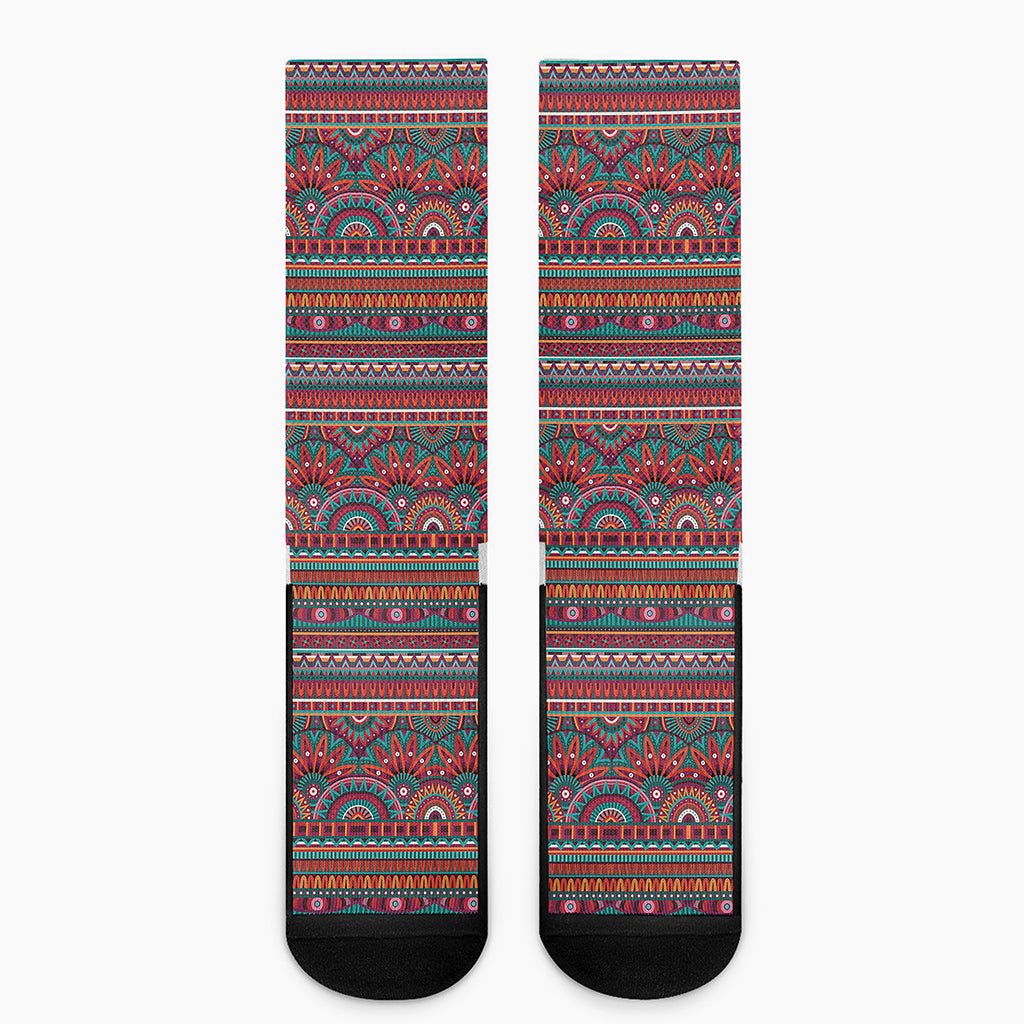 Tribal Ethnic Pattern Print Crew Socks