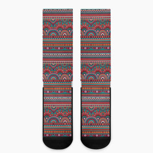 Tribal Ethnic Pattern Print Crew Socks