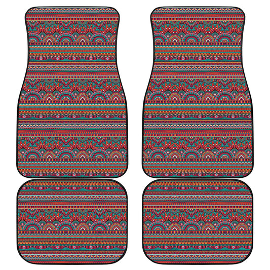 Tribal Ethnic Pattern Print Front and Back Car Floor Mats