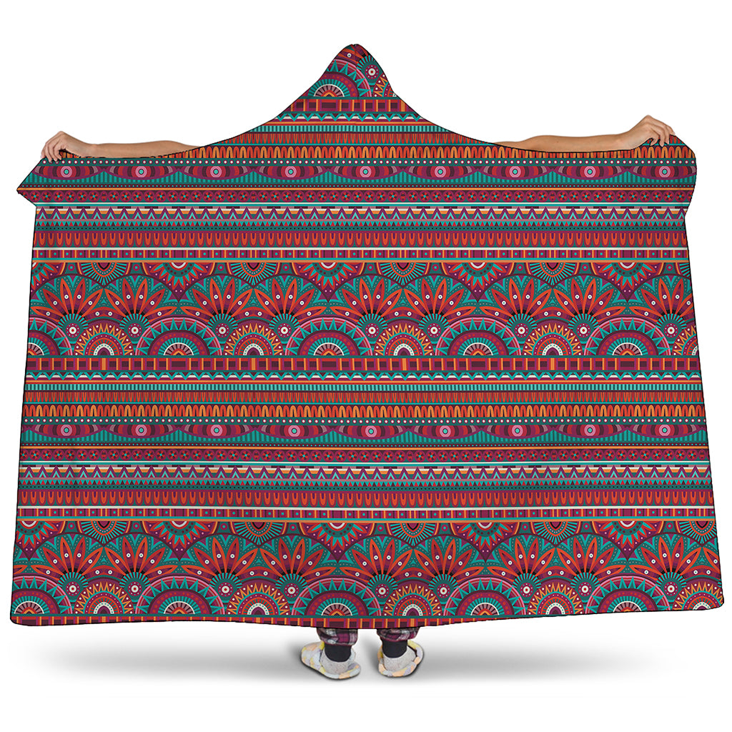 Tribal Ethnic Pattern Print Hooded Blanket