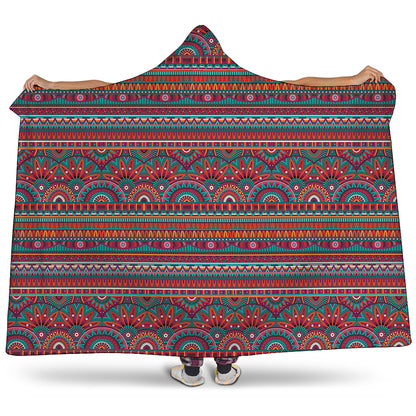 Tribal Ethnic Pattern Print Hooded Blanket