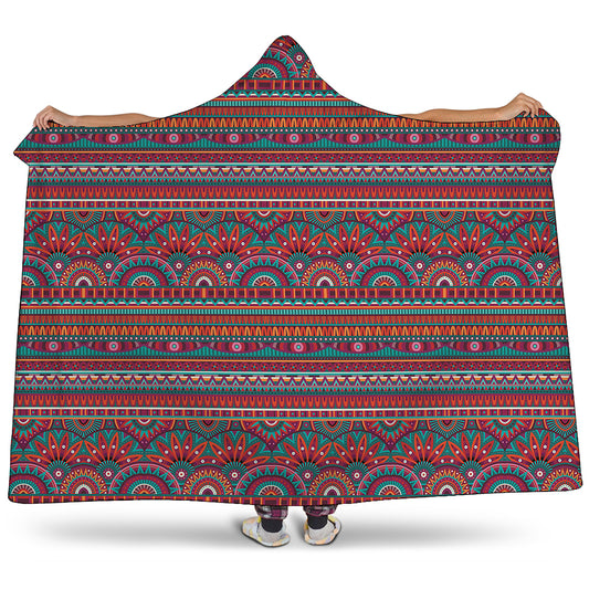Tribal Ethnic Pattern Print Hooded Blanket