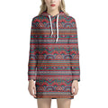 Tribal Ethnic Pattern Print Pullover Hoodie Dress