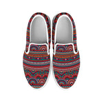 Tribal Ethnic Pattern Print White Slip On Shoes